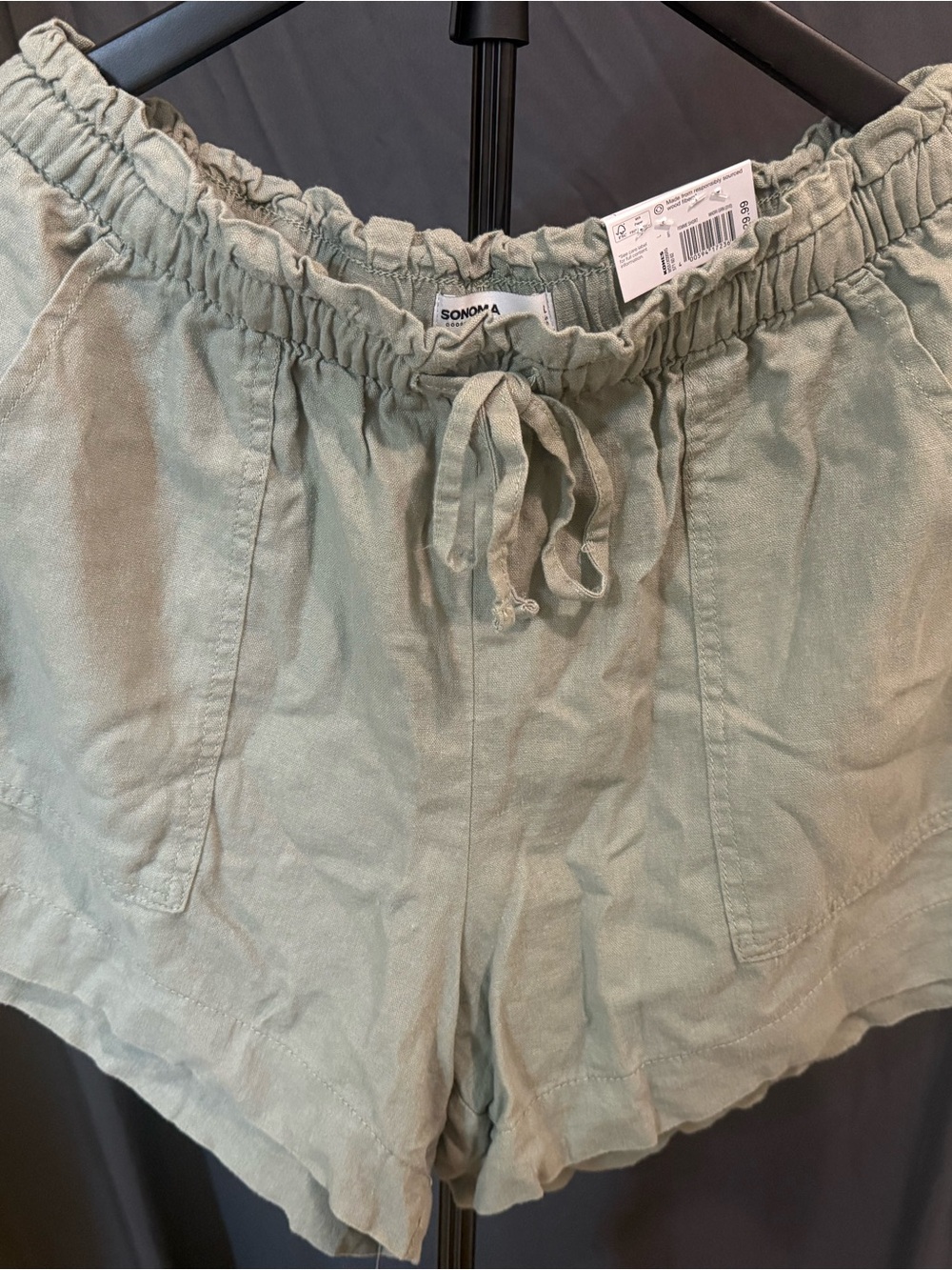 SONOMA Sage Green Drawstring Linen-Blend Athletic Shorts